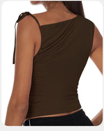 Sexy Shoulder Yoga Top Sleeveless Fitness Women Solid Color Gym Shirt Breathable Quick Dry Running Vest Sportswear
