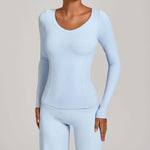 Women's Gym Fitness Shirts Yoga Long Sleeve Running Workout T-Shirts Push Up Sports Top Female Sexy Training Yoga Long Sleeve