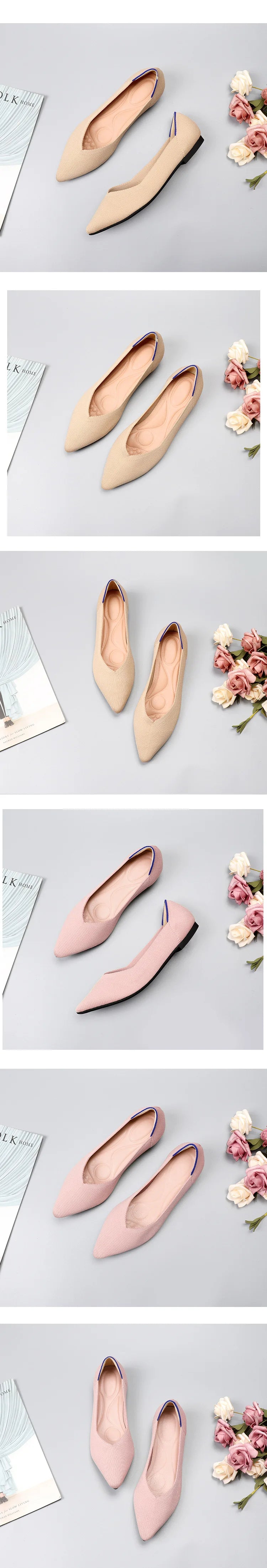 Women's Shoes Mesh Breathable Pointed Toe Flat 2026 Fashion Soft Bottom Knitted Shoes Female Casual Slip on Footwear Loafers