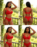 Women's Daily Wear Lingerie Set Red Bra & Panty ComfortableUnderwear for Women sexy bra size 70B-85B B2087