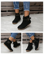 Vintage Women Boots Suede Ankle Boots Fringe Women Shoes Winter Boots Women Side Zipper Casual Shoes Ladies Snow Boot