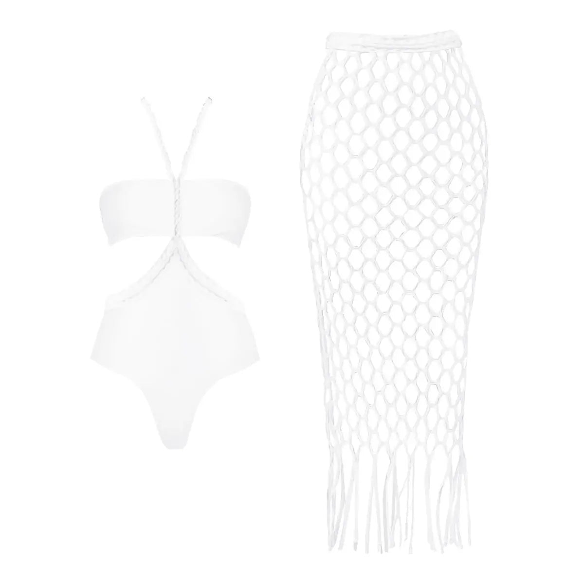 New 3Pcs Crochet Bikini Women Swimsuit Sexy Swimwear Halter Biquini Push Up Swim Suit Strappy Bodysuit Female Bathsuit Beachwear