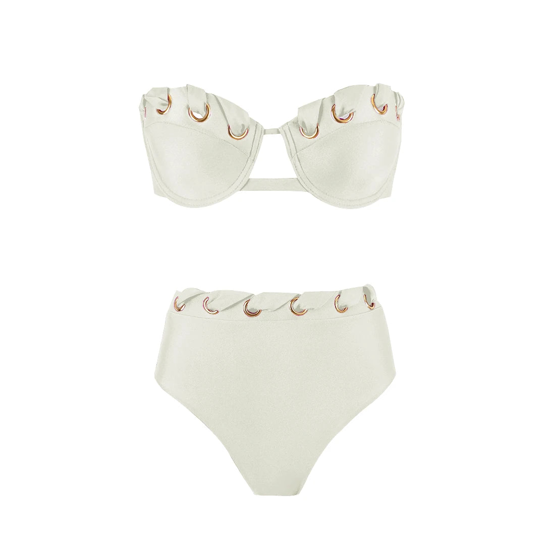 2024 Sexy Brazilian Bikini Set High Waist Golden Printed Women Swimwear Push Up Bikinis Swimsuit Female Biquini Bathing Suit