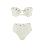 2024 Sexy Brazilian Bikini Set High Waist Golden Printed Women Swimwear Push Up Bikinis Swimsuit Female Biquini Bathing Suit