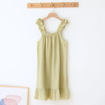 2026 Summer New Style Nightdress Ladies 100% Cotton Crepe Thin Vest Suspender Skirt Loose Long Skirt Sweet And Cute Home Skirt