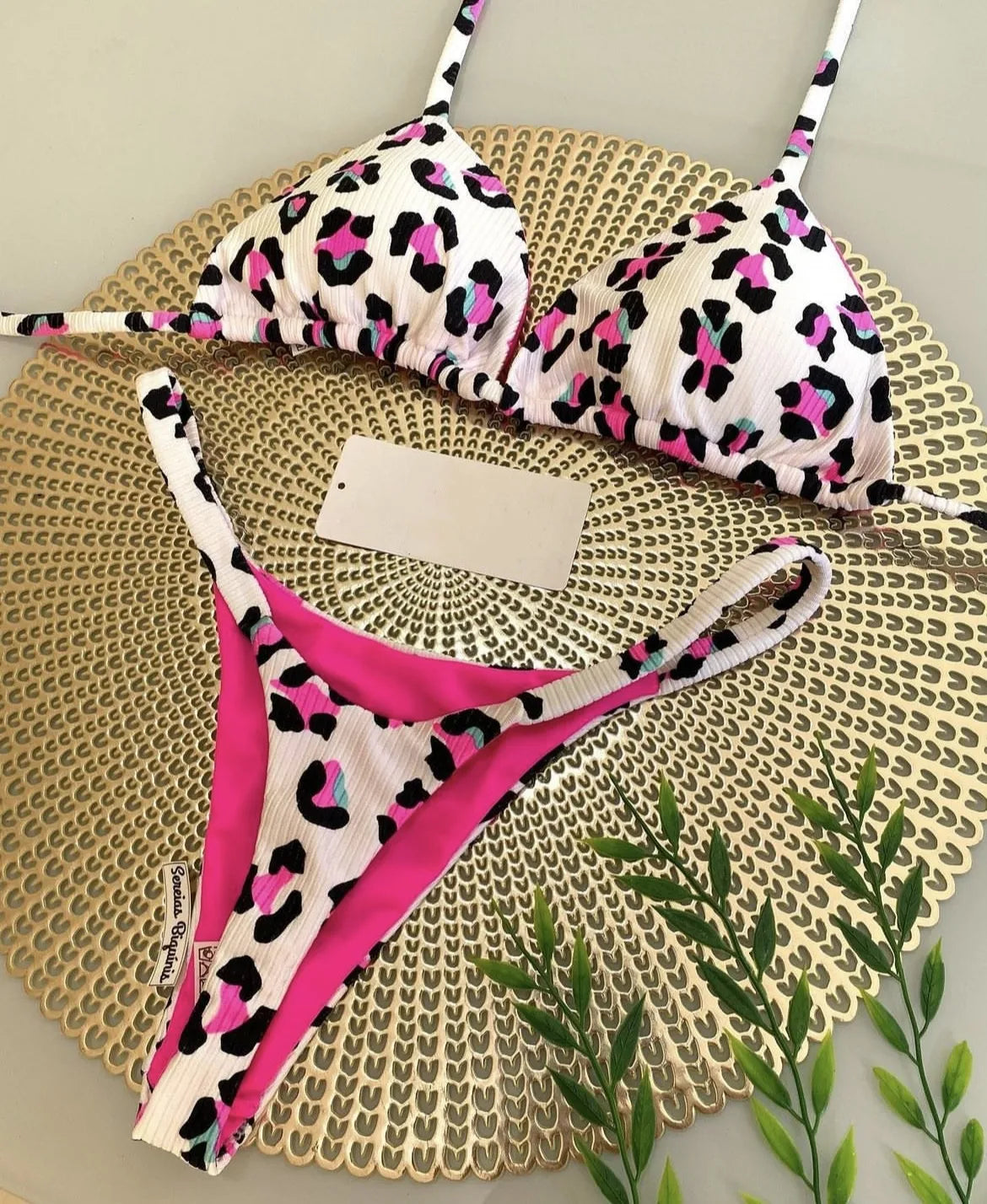 New Women's Bikini Split Print Swimwear Fashion G-string Beach Holiday
