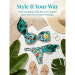 Flower Printed One Shoulder Bikini Women Swimwear Female Swimsuit Frilled Bather Bathing Suit Swim Two-pieces Bikini set K8049