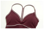 Summer Back I Shaped Sports Bra Sexy Deep V Neck Contrast Color Slimming Yoga Tank Top Outdoor Workout Fitness Gym Running Vest