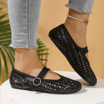 2026 New Casual Fashionable Women's Summer Hollow Ladies Shoes Closed Toe Sandals Soft and Comfortable Ballet Flat Shoes
