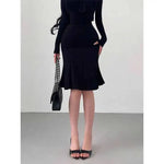 Pure Desire Style Gentle Sexy High Waist Slimming Ruffled Mid-Length Bodycon Mermaid Skirt Slim Women Mini Skirts 2026 New EVP8