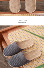 Women Indoor Linen Slippers 2025 Spring Summer Shoes Anti-slip Light Weight Breathable Lace Couples Home Floor Slides