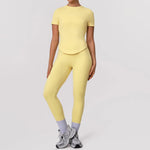 Women's 2 Piece Yoga Suit Fitness Gym Sports Set Hip Lifting High Waist Tracksuit Quick Drying Breathable Running Set