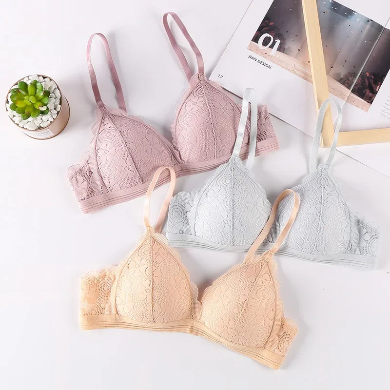Floral Lace Bras Women Bralette Non-wire Bra Push Up Underwear Back Buckle Brassiere Female Sexy Lingerie