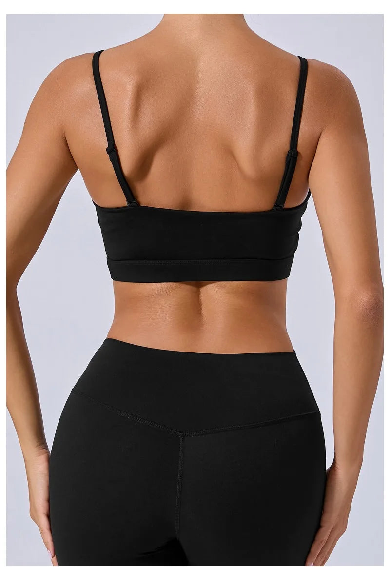 Women Yoga Bra Removable Shoulder Strap Anti-Slip Bra Wrap Chest Dual-Use Sports Yoga Wear Outside Running Fitness Top