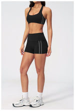 Tight Color Contrast Yoga Suit 2 Pieces Women V Neck Sports Bra Pleate High Waist Shorts Gym Running Fitness Suits Tracksuit