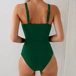 2025 Red One Piece Swimsuit Women Swimwear Sexy Padded Tummy Control Swimming Suit Monokini Bodysuit Beach Wear Bathing Suit