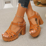 Ankle Buckle Thick High Heels Sandals Women Summer Plus Size Platform Rome Sandals Woman 2026 Super High Heeled Sandalias Mujer