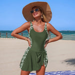 Women's Bathing Suits Black Leopard One Piece Swimsuit Floral Print Women Dress Summer Sexy Beach Wear Vintage Swimwear Female