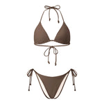 2026 Summer Women's Solid Color Swimwear Halter Bikini Set Bra with Side Tie Thong 2Pcs Bathing Suits Sexy Fashion