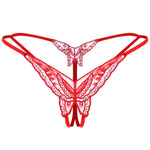 Double-Layer Thin Strap Sexy Thong Butterfly Embroidery Low Waist Sexy Bikini Pure Lace Sequins T-Shaped Panties Sexy G-strings