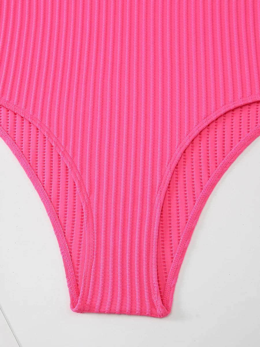 2026 V Neck Swimsuit One Piece Solid Vintage Swimwear Women One-piece Bathing Suit Female Padded Beach Wear Swimming Beachwear