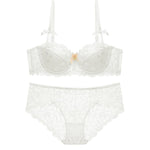 French Lace Thin Cup Underwear Set Sexy Women 1/2 Cup Push Up Bra Set Fashion Embroidery Lingerie Plus Size Breathable Brassiere