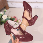 2026Women Sandals FashionRound Toe Hollow Thick Heel Sandals Casual Summer Shoes