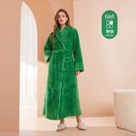 Men's and Women's Styles Winter Bathrobe Long Sleeve Warm Turn Down Collar Fluffy Bath Robe with Sashes Solid Fleece Gown 2025