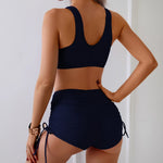 Sexy High Waist Bikini 2026 Women Swimsuit Two Pieces Swimwear Female Bikinis Set Black Blue Bathing Suits Brazilian Biquini
