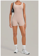 Women's Seamless Yoga Jumpsuits Sports Fitness Gym Sleeveless Backless Hip-lifting Shorts One-piece Training Workout Jumpsuit