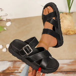 2026 Summer Casual Shoes Woman Platform Sandals Soft Leather Women Open Toe Thick Bottom Wedges Sandal Gladiator Womens Shoes