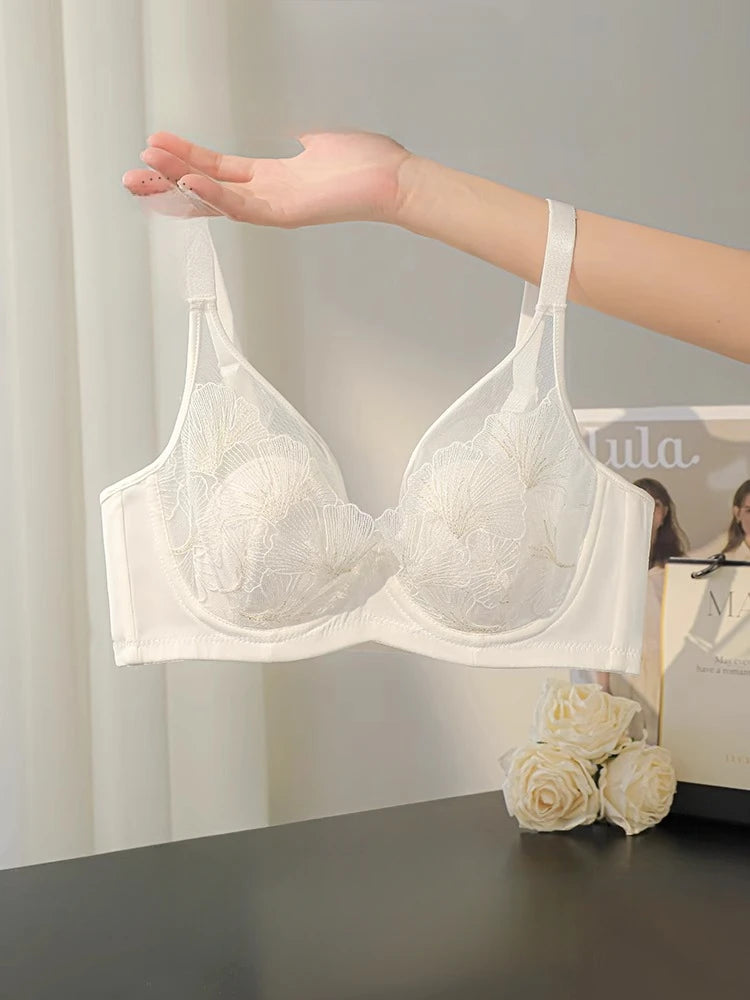 MOYISU French Pure Desire Sexy Rabbit Ears Cup Ultra-thin Underwear Women's Big Breasts Show Small Anti-sag Bra Cover Summer
