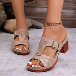 WomenSummer Fashion High Heel Platform Peep Toe Slip on Sandals Women Shoes