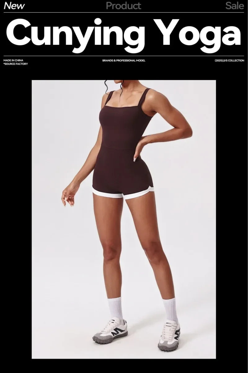 Women's Seamless Yoga Jumpsuit - Quick-Dry Color Block Naked Feel Bodysuit & Cut-Out Backless Straps for Running Fitness Workout