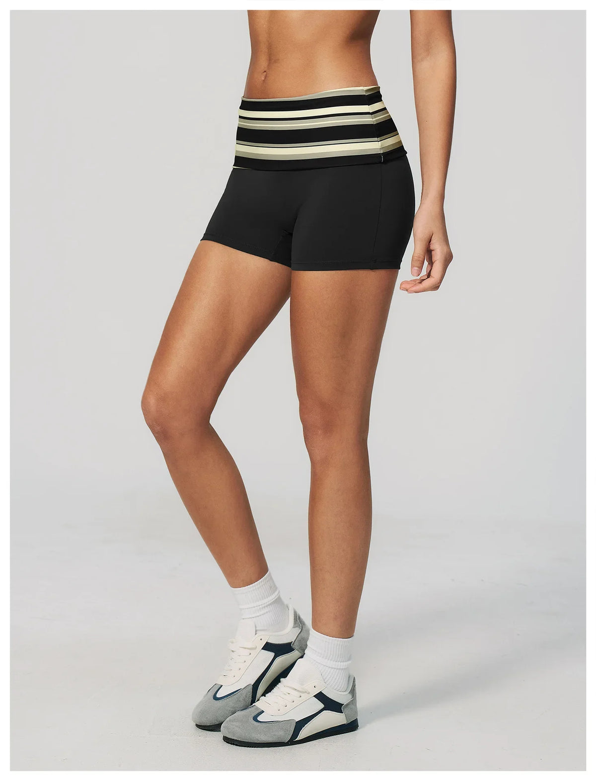 Summer Striped Polka Dot Contrast High Waist Yoga Shorts Hip Lifting Sports Tights Outdoor Workout Fitness Gym Running Pants