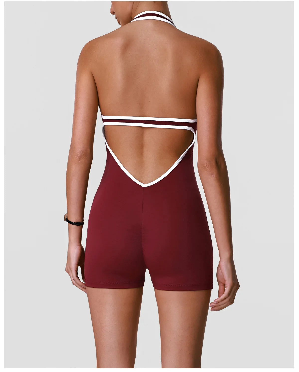 Color Blocking Yoga Jumpsuit Women Sleeveless Hollow Out Backless Slim Sports One Piece Short Suit Gym Running Fitness Rompers