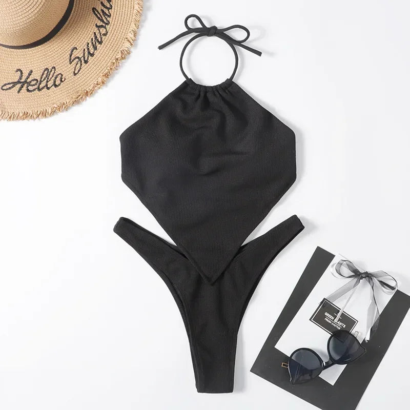 light blue Halter Bandana Bikinis Sets micro Thong sexy Swimsuit Women Swimwear Backless high cut Bathing Suit Bikini 2026 Mujer