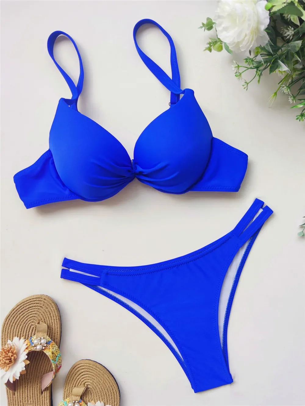 Sexy Red Push Up Swimsuits Women Bikinis Sets 2026 Mujer Swimwear Ruched High Cut Bathing Suit Biquinis Underwire Bikini Bathers