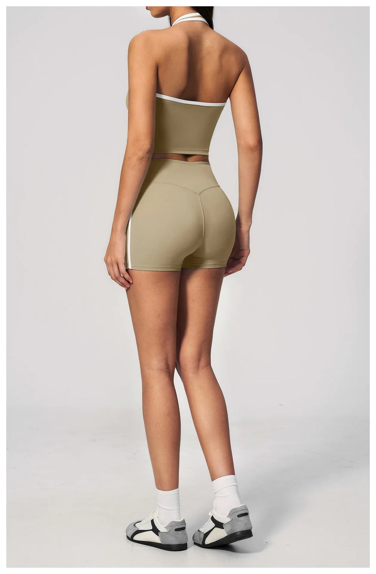 Naked Color Contrast Yoga Sets Women Hanging Neck Sports Vest Gym Clothes Breathable High Waist Shorts Fitness Suits Tracksuit