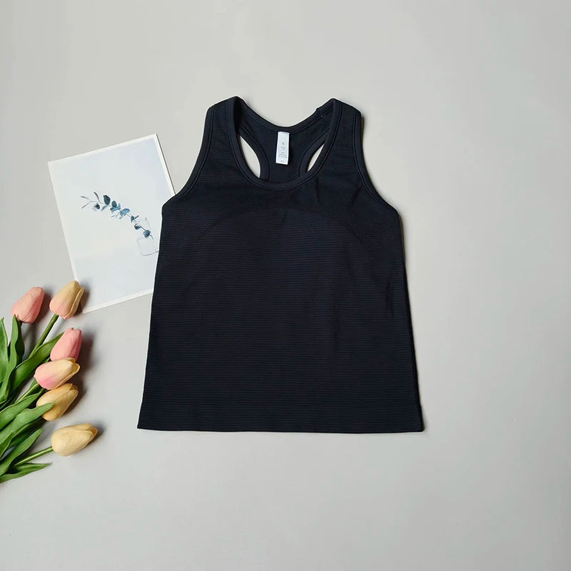 Women's One Piece Yoga Sports Vest Stretch I-Shaped Running Fitness Slimming Short Style Camisole Outerwear