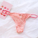 Sexy Pantis Mesh T Pants Thong Cute Transparent Strawberry Cherry Ladies Panties Underwear Low Waist Seamless Lace G-string Wome