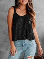2026 Summer Fashion Women's Tanks Sexy Sequins Camisole Lady Casual Sliver Women's Strap Top Night club Streetwear Y2K Dress up