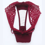 Sexy Double-strap Lace Thong Panties T-Back Women Underwear Low Rise Elegant G-String Breathable Lady Briefs Elegant Lingerie
