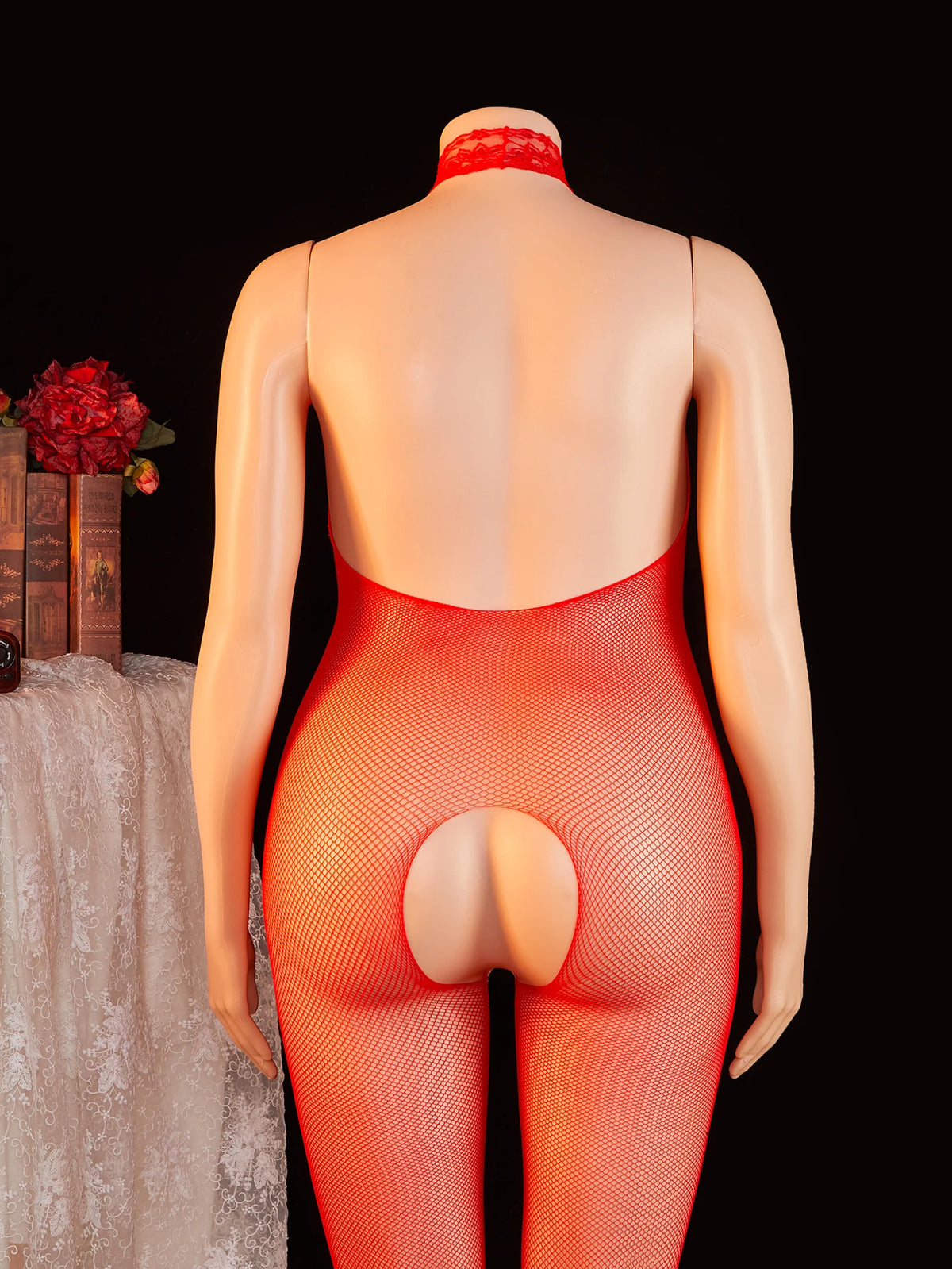 Women's Netted Bodysuit Open Crotch High Cut One Piece Teddy Sexy Lingerie Fishnet Leotard Erotic Costume