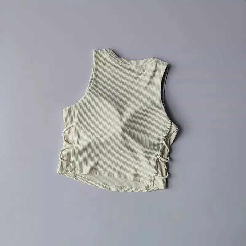 Women's Quick-Drying Breathable Yoga Vest for Fitness And Pilates Tight-Fit Exercise Top with Fixed Chest Cushion
