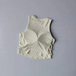Women's Quick-Drying Breathable Yoga Vest for Fitness And Pilates Tight-Fit Exercise Top with Fixed Chest Cushion