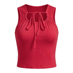 2026 Fashion Women Front Tie-ups Vest Casual Stylish Sleeveless Slim Fit Solid Color Tank Tops Summer Streetwear
