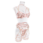 Laced Bra Lingerie Sexy Floral Embroidery Underwear Transparent Fairy Set Woman 2-Piece Boho Bra + Panty Underwear Set Intimates