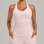 Women's Seamless Yoga Vest Sports Fitness Gym Beauty Back Top Nude Slim Fit Training Running Workout Vest