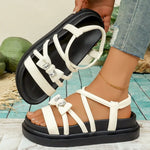 Women's RhinestonePlatform Sandals Casual Cross Strap Summer Shoes Non-Slip Thick Sole Beach Footwear
